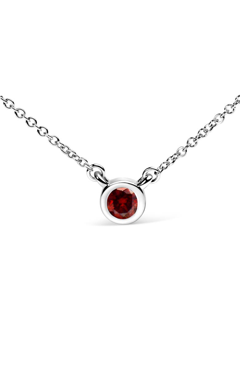 Haus of Brilliance 14K White Gold 1/2 Cttw Red Lab Grown Diamond Bezel-Set Solitaire Pendant Necklace, Main, color, White