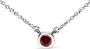 Haus of Brilliance 14K White Gold 1/2 Cttw Red Lab Grown Diamond Bezel-Set Solitaire Pendant Necklace
