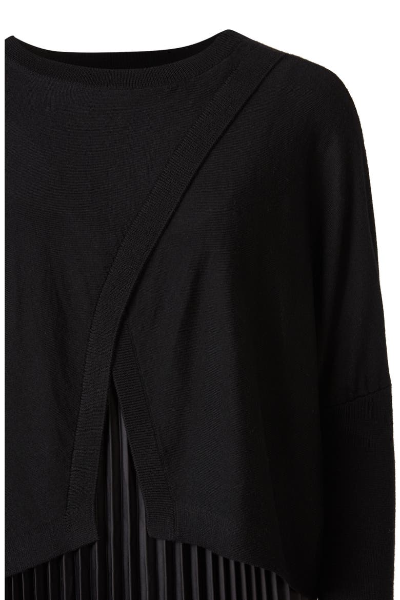 Lori Pleated Slipdress & Sweater, Alternate, color, BLACK