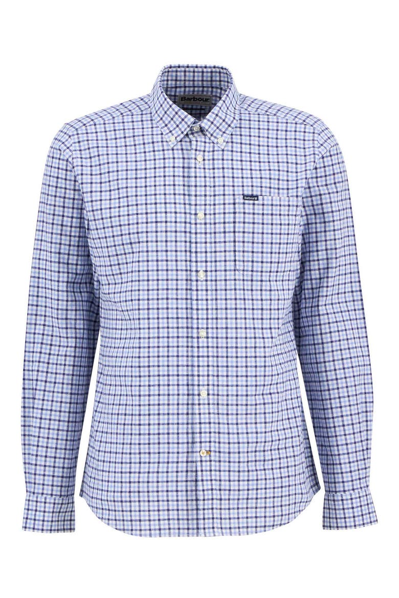 Nelson Linen & Cotton Gingham Button-Down Shirt, Alternate, color, BLUE