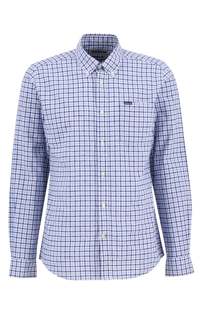 Barbour Nelson Linen & Cotton Gingham Button-Down Shirt, Alternate, color, Blue