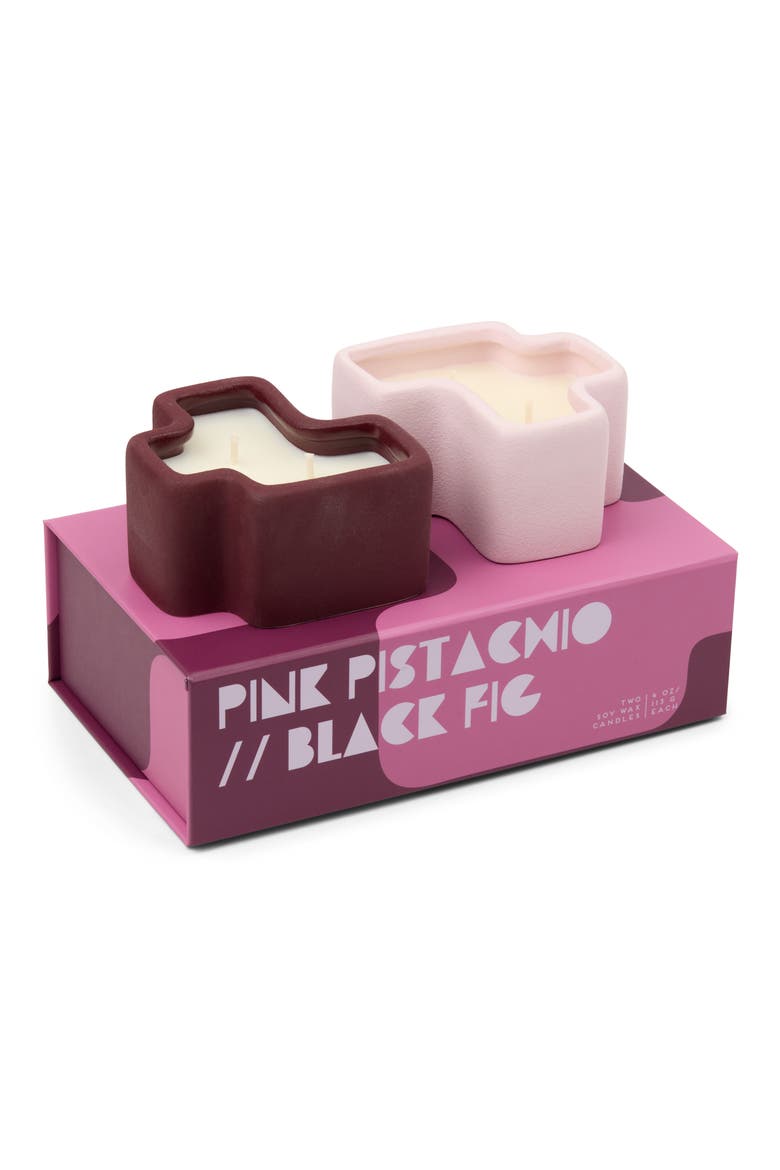 Jigsaw Set of 2 Candles, Main, color, PINK PISTACHIO & BLACK FIG