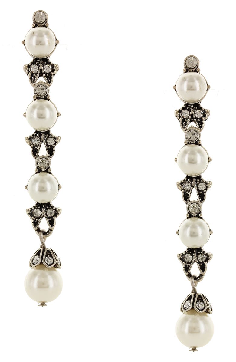 OLIVIA WELLES Emilia Drop Earrings, Main, color, Silver-Cream