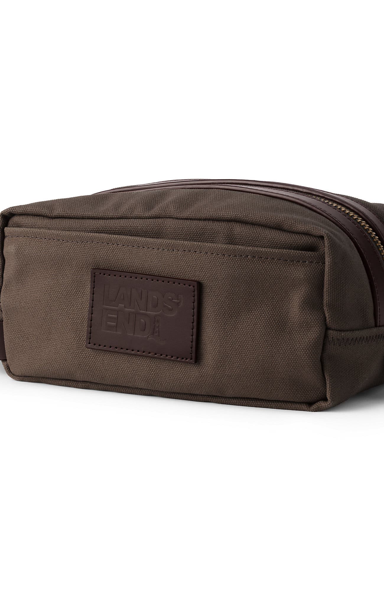 Lands' End Waxed Canvas Travel Dopp Kit Toiletry Bag, Main, color, 