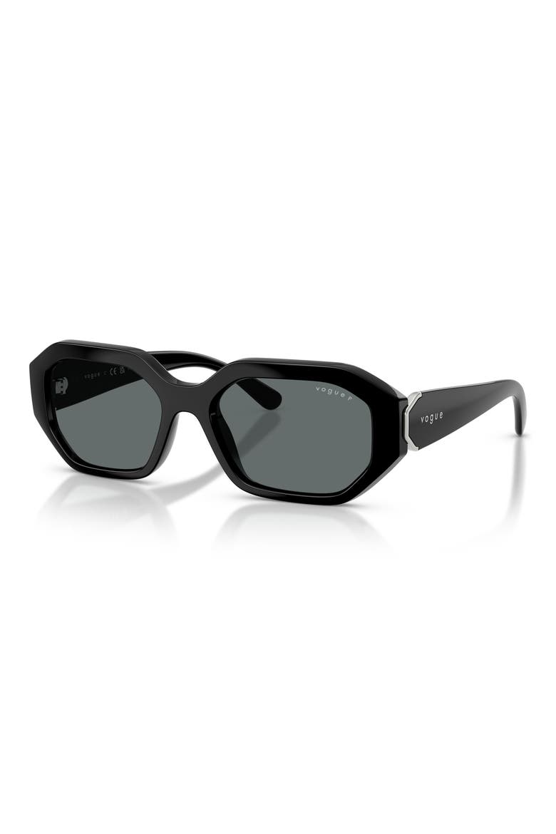 54mm Geometric Polarized Sunglasses, Alternate, color, BLACK / DARK GREY POLAR