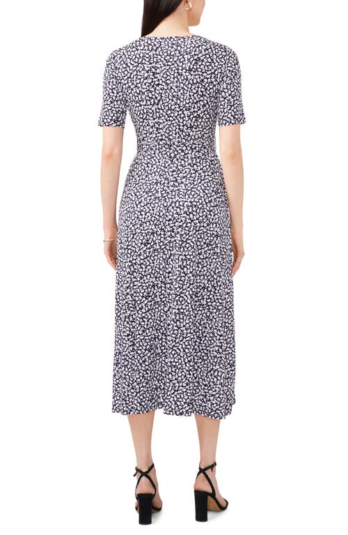 Chaus Floral Belted V-neck Midi Dress In Blue
