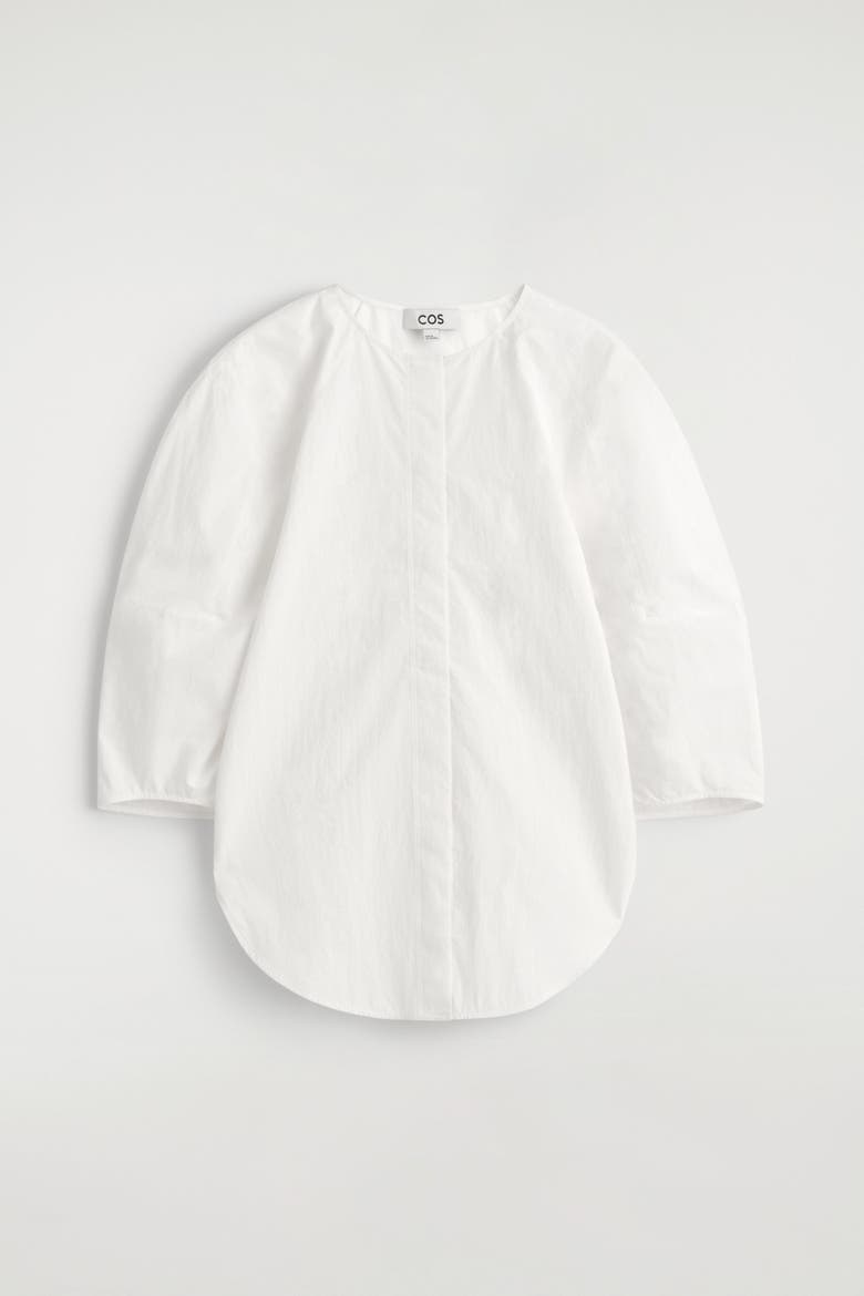 Sculptural Pima Cotton-Poplin Blouse, Alternate, color, WHITE