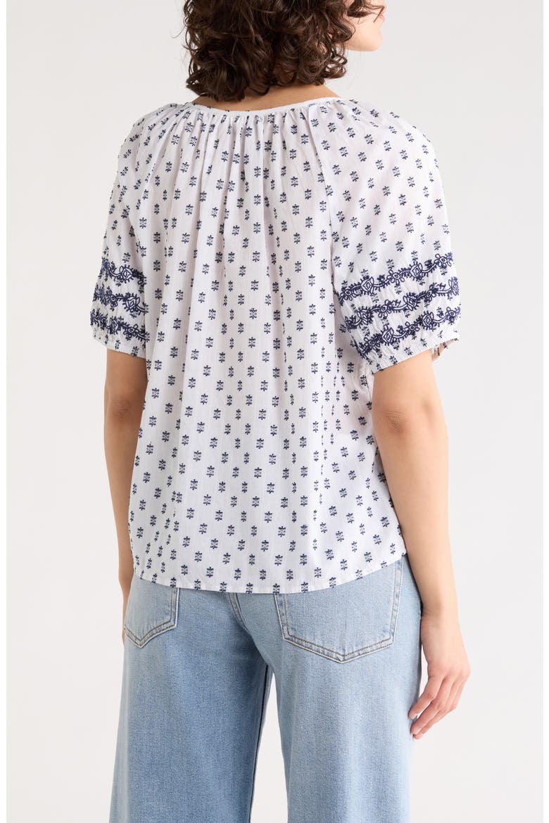 Tassel Ties Embroidered Raglan Sleeve Top, Alternate, color, NAVY DOT