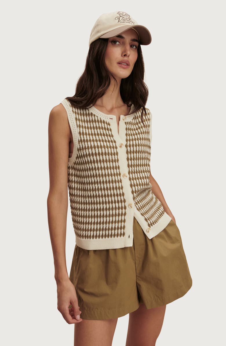 Varley Aura Cotton Knit Top, Alternate, color, Egret / Golden Olive