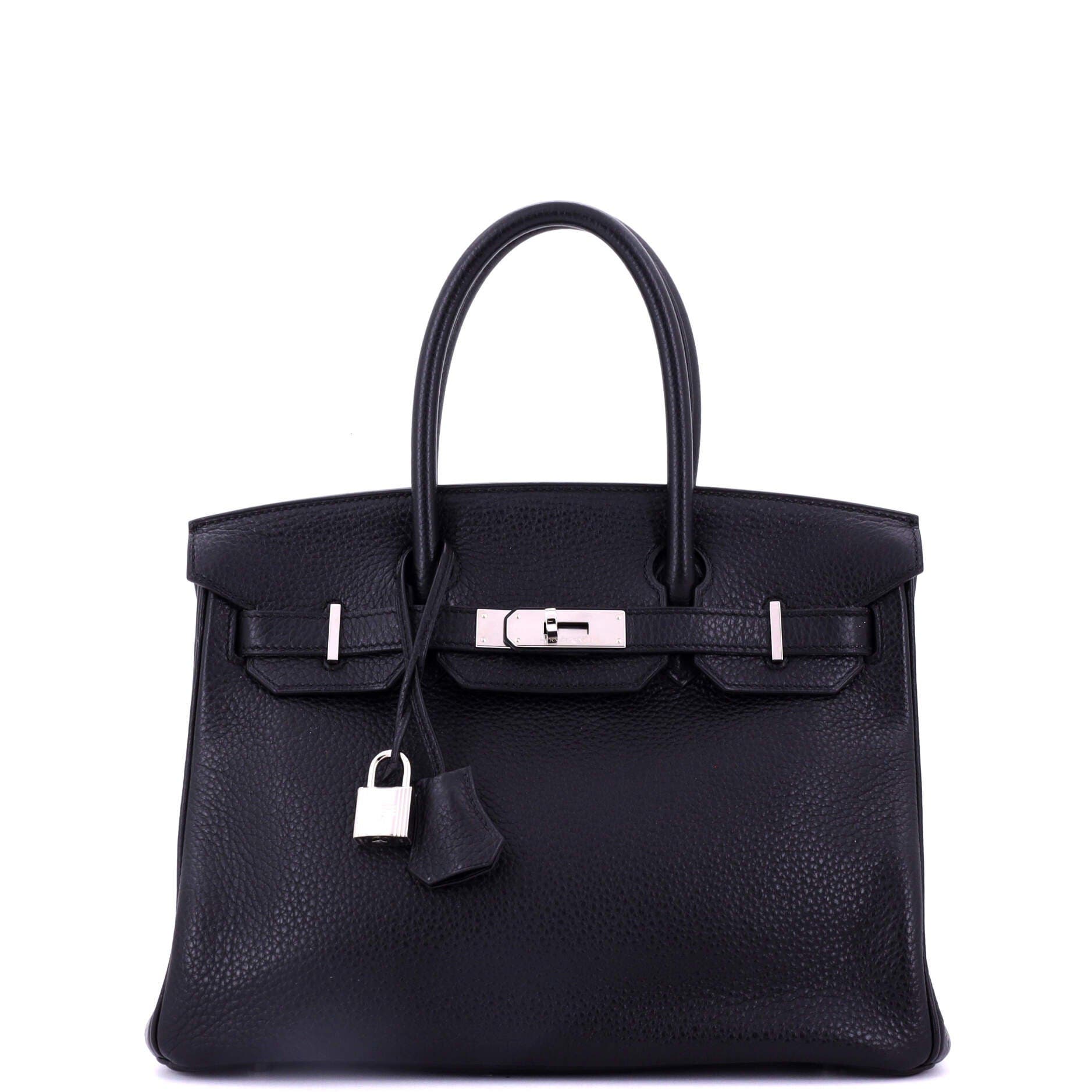 Pre-Owned Hermes Birkin Handbag Black Togo with Palladium Hardware 30, Main, color, 