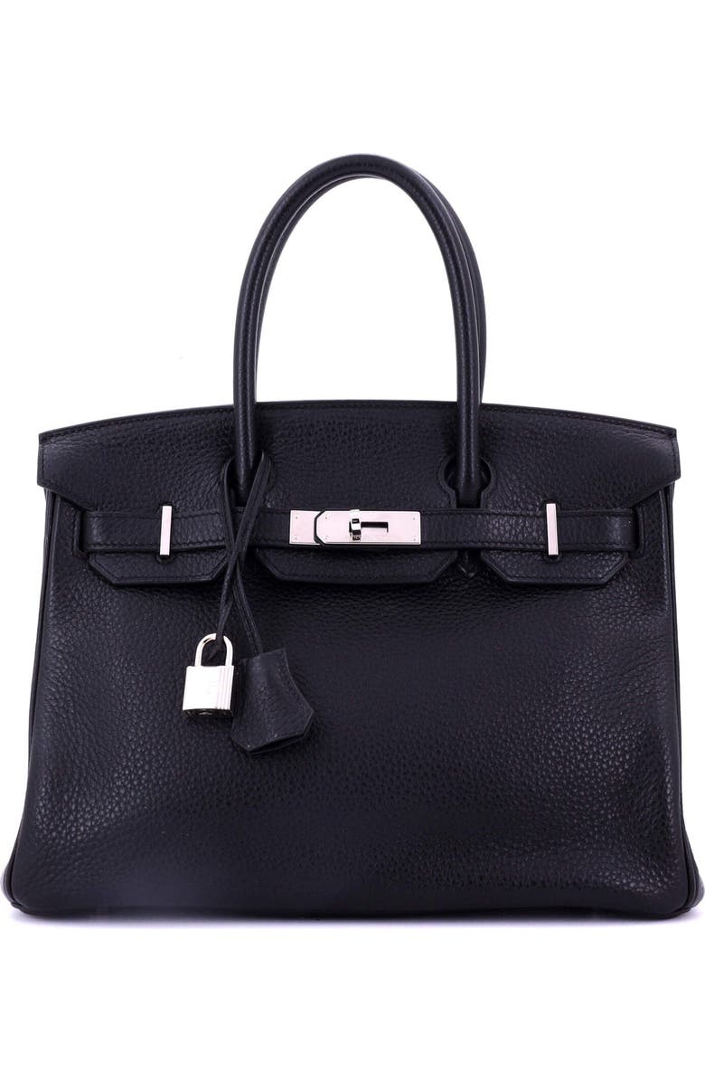 Pre-Owned Hermes Birkin Handbag Black Togo with Palladium Hardware 30, Main, color,