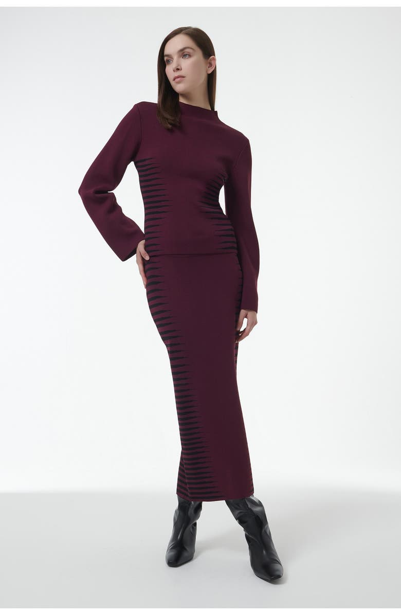 Leem Jacquard Knit Fitted Top, Alternate, color, Red