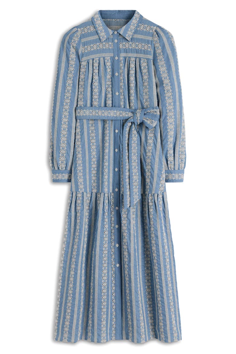 Ellie Long Sleeve Broderie Denim Shirtdress, Alternate, color, BRODERIE DENIM