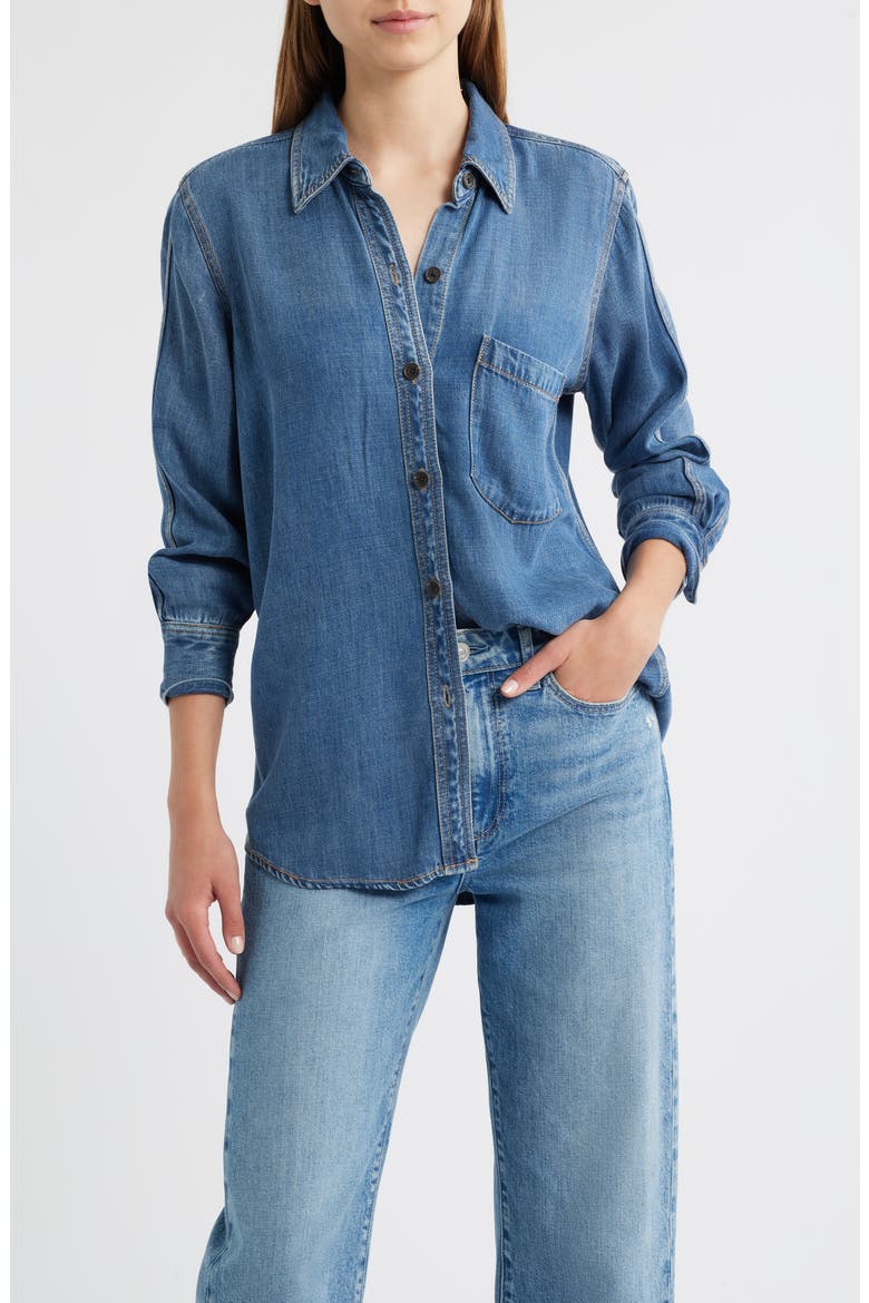 Atticus Denim Button-Up Shirt, Main, color, ANTIQUE BLUE