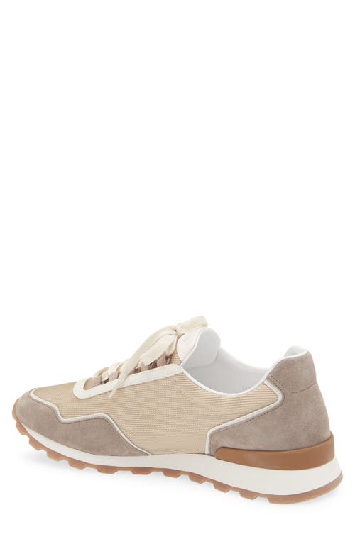 Jm Weston Animation On My Way Ghillies Knit Sneaker In Beige/white/taupe