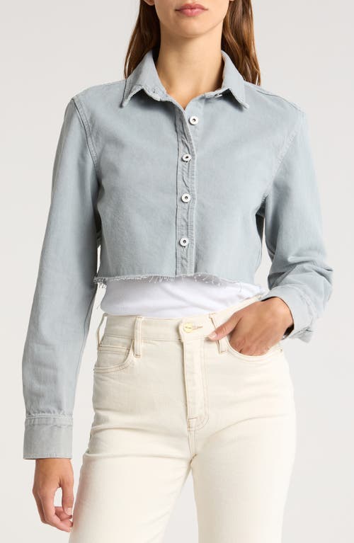 SLVRLAKE SLVRLAKE CROP RAW HEM BUTTON-UP DENIM SHIRT