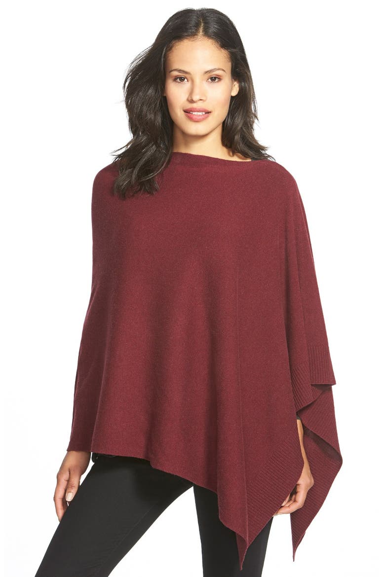 Cozy Fine Gauge Wool Poncho, Main, color, PASSION FLOWER