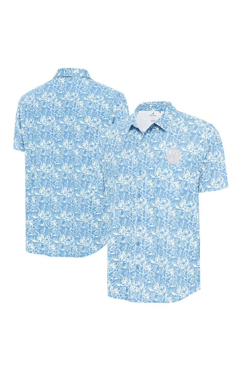 ANTIGUA Men's Antigua Powder Blue Milwaukee Brewers Resort Button-Up Shirt, Main, color, 