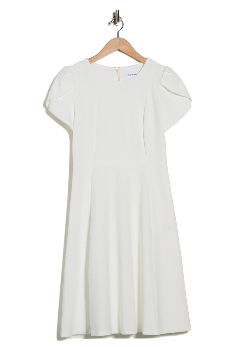 Tulip Sleeve Fit & Flare Dress, Alternate, color, CREAM