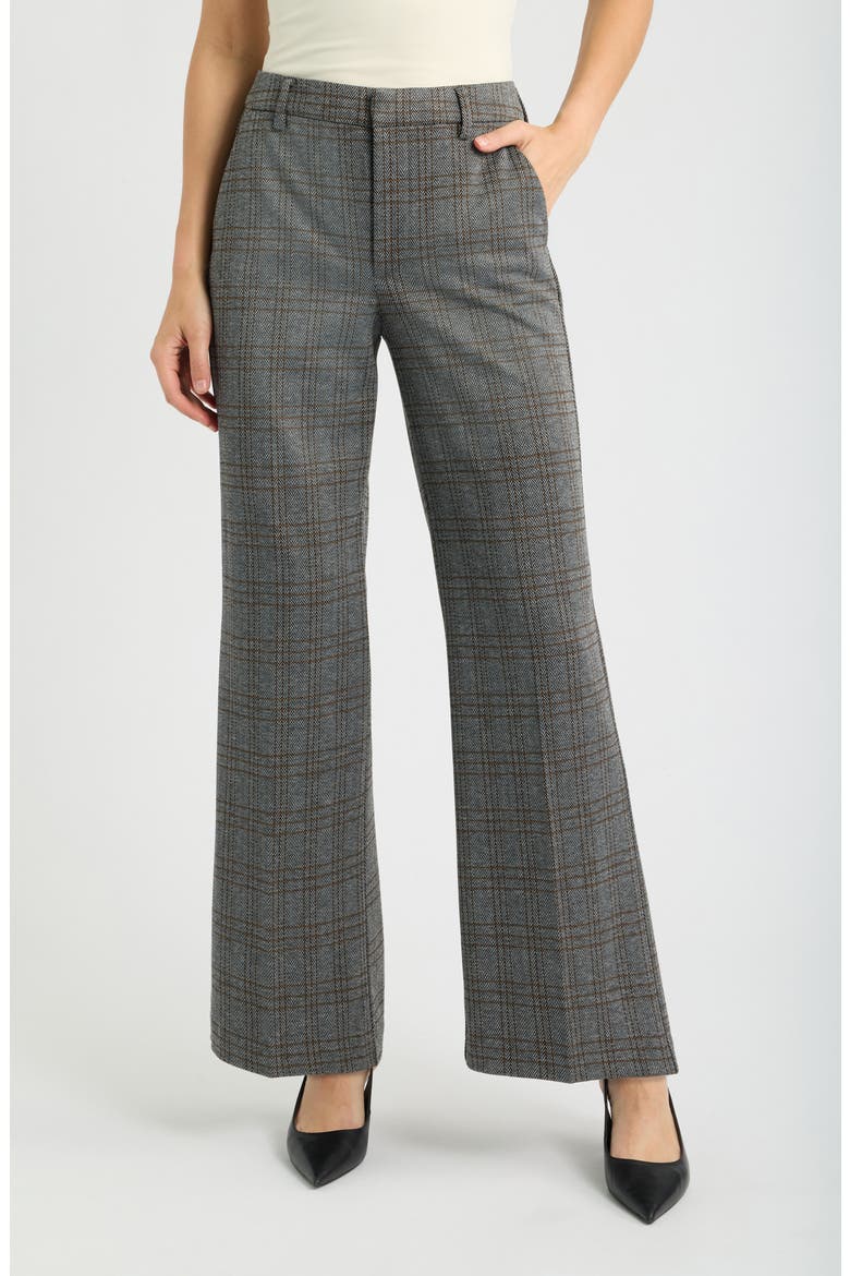 Kelsey Plaid Wide Leg Pants, Main, color, BLACK MULTI HERRINGBONE PLAID