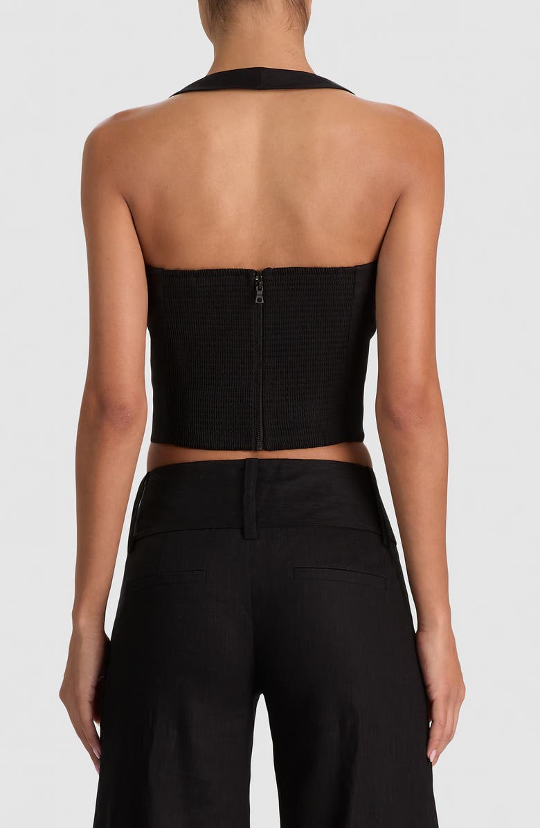 Alice + Olivia Fiona Crop Halter Top, Alternate, color, Black