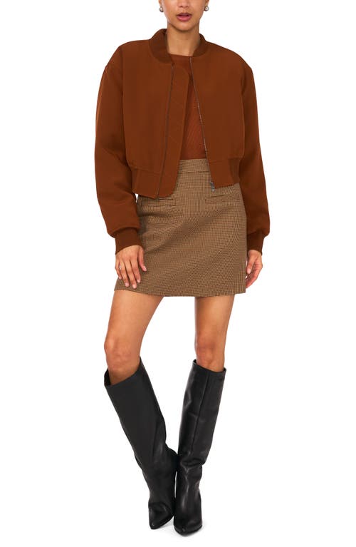 1.state Cropped Bomber Jacket In Brown