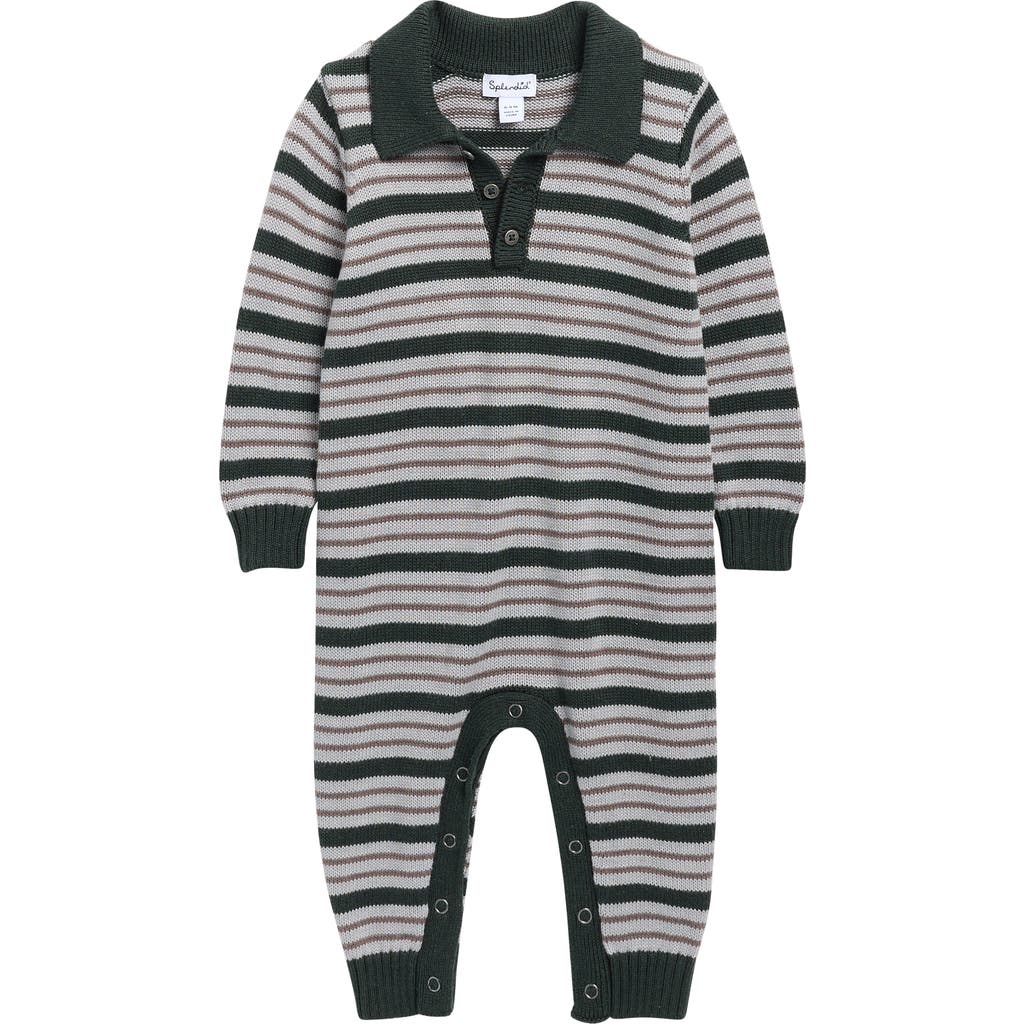 Splendid Forest Fun Stripe Polo Romper In Multi