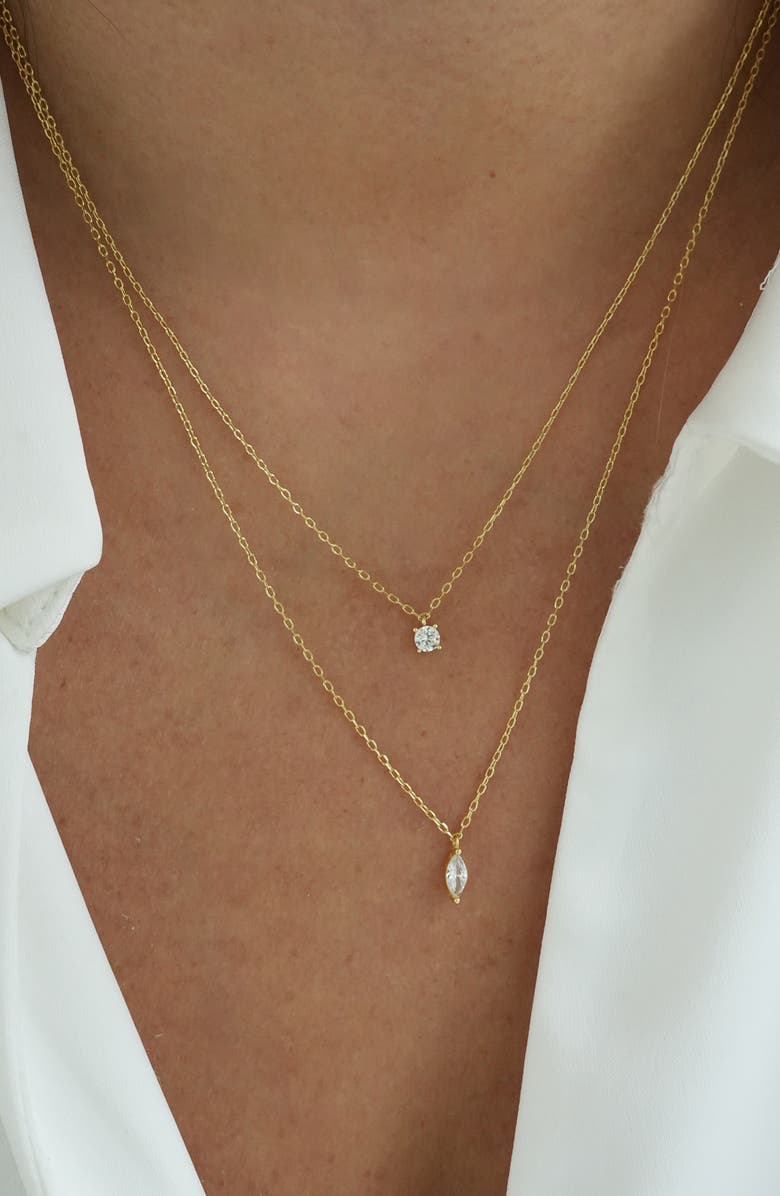 Argento Vivo Sterling Silver Layered 18K Gold Plate Sterling Silver Cubic Zirconia Pendant Necklace, Alternate, color, Gold