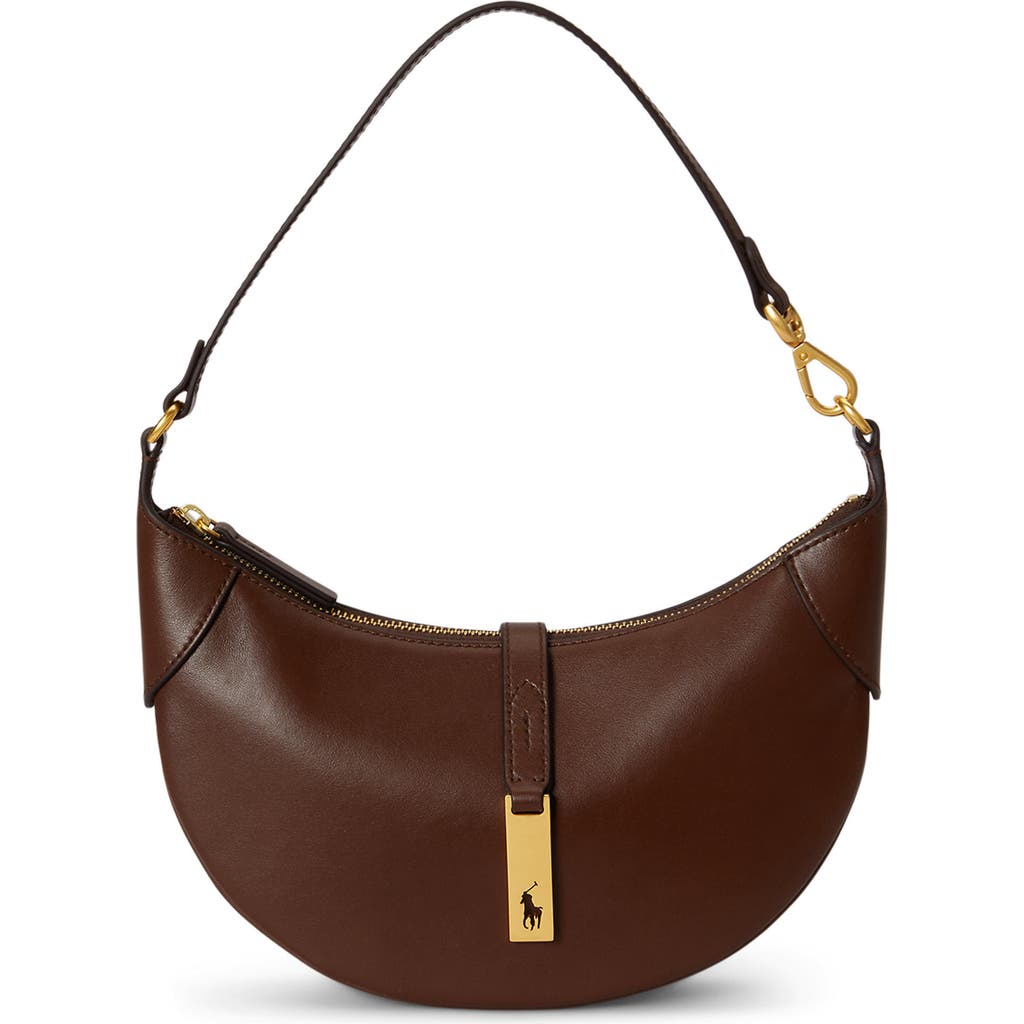 Polo Ralph Lauren Mini Sport Calf Leather Shoulder Bag In Brown