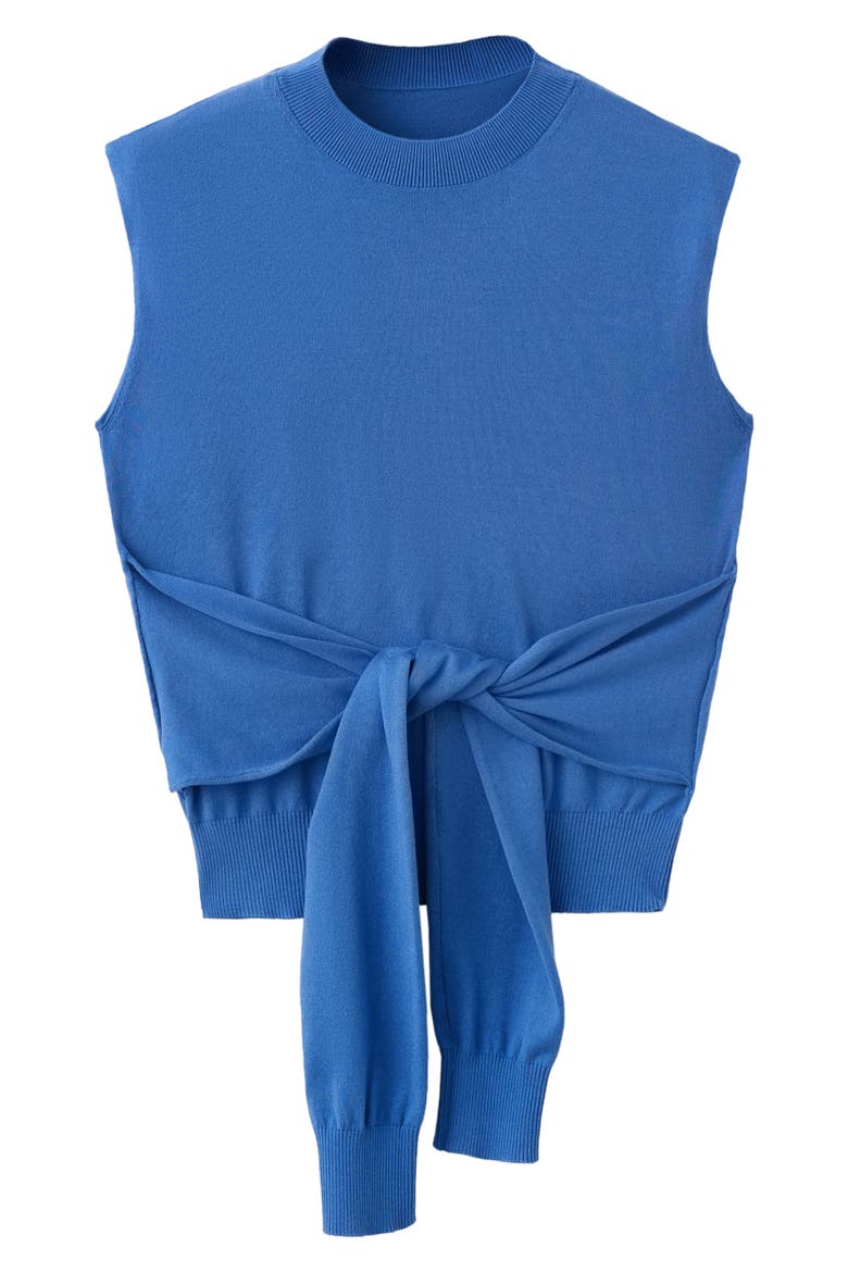 Cotton Knit Knot Detail Vest, Alternate, color, BLUE
