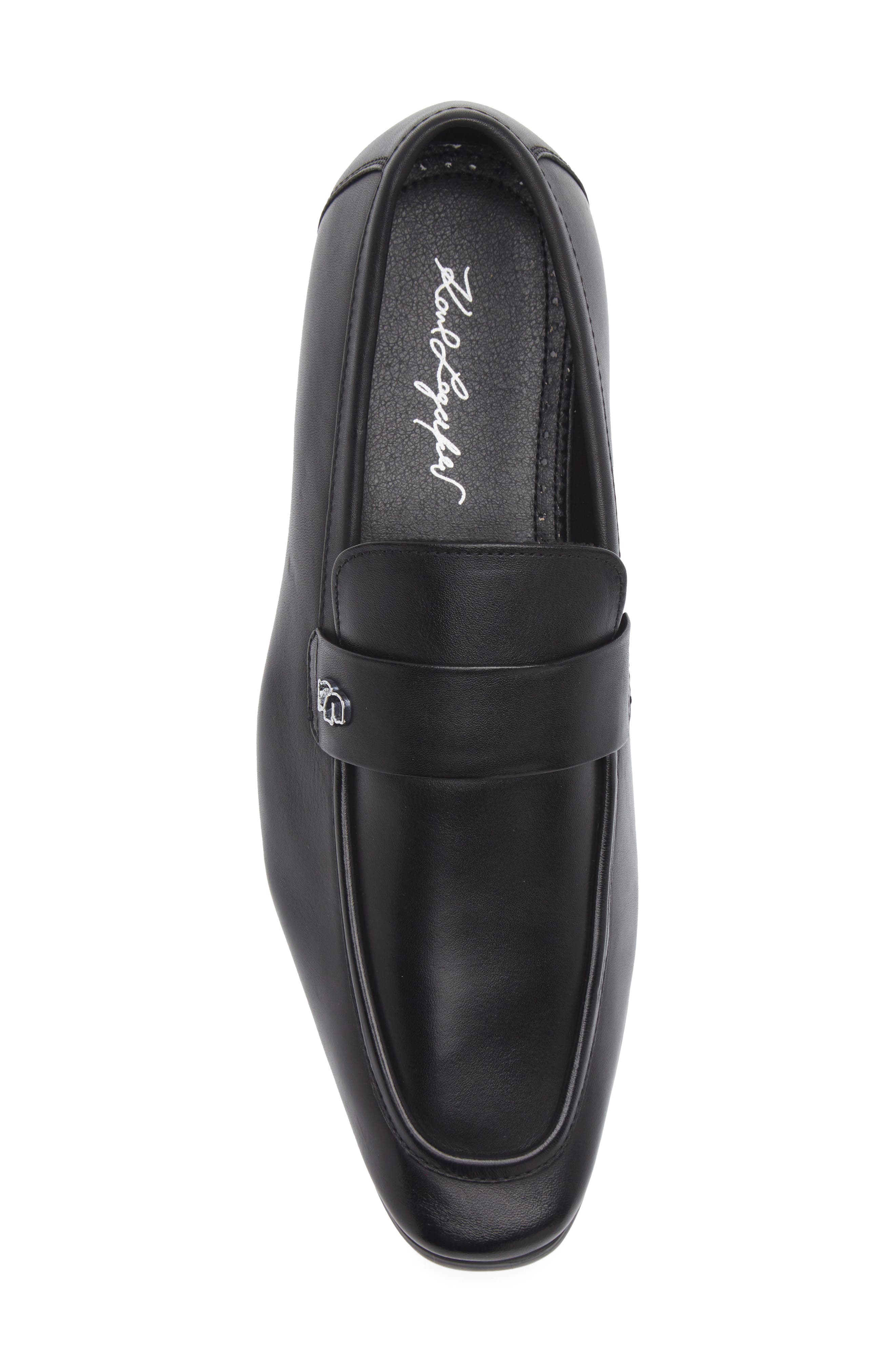KARL LAGERFELD PARIS Leather Loafer, Alternate, color, Black