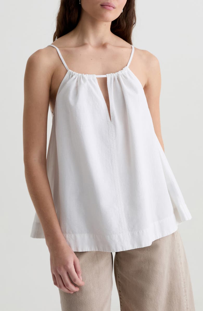 AG Ivy Tie Strap Linen Blend Tank, Main, color, White
