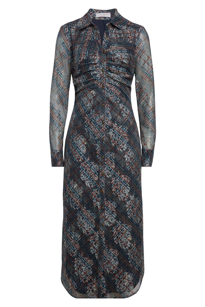 Wyatt Ruched Long Sleeve Shirtdress, Alternate, color, AMBER MULTI
