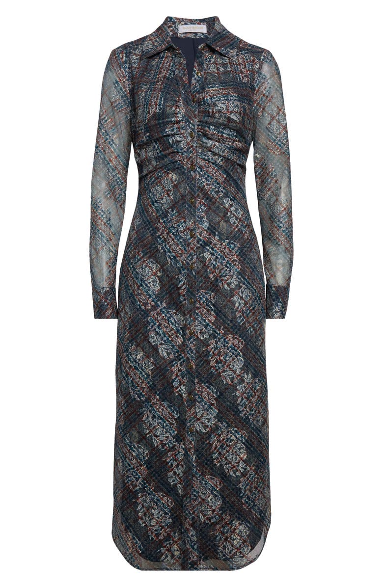 Ramy Brook Wyatt Ruched Long Sleeve Shirtdress, Alternate, color, Amber Multi