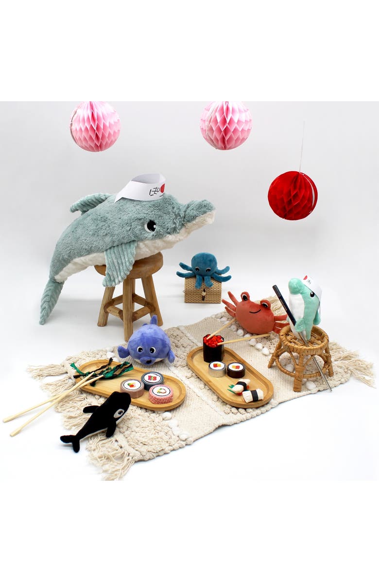 Les Ptipotos Dolphin Mom & Her Baby - Secret Keeper Plush Toy, Eco-Friendly, Soft & Washable, Alternate, color, Mint