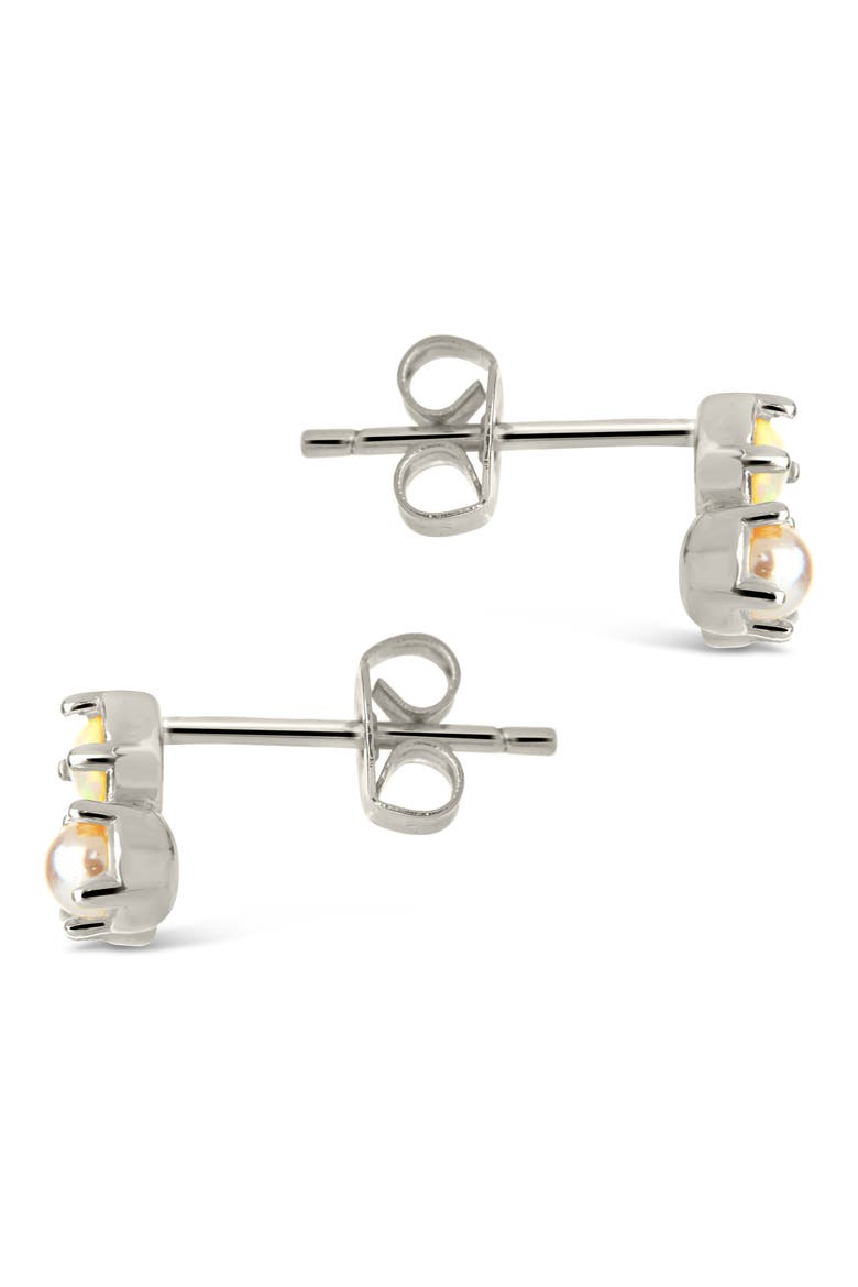 Bermuda Imitation Pearl Stud Earrings, Alternate, color, SILVER