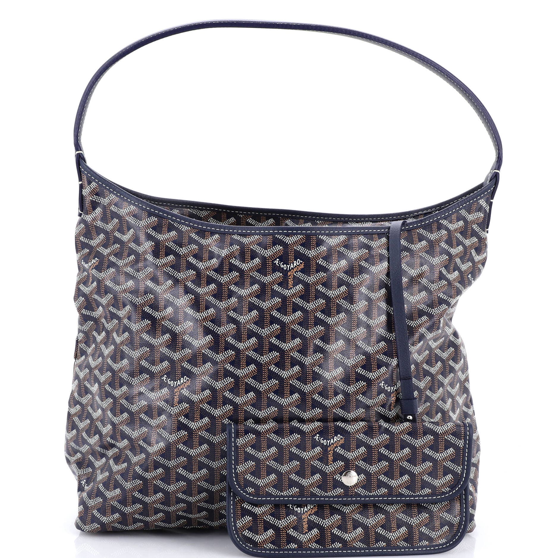 Pre-Owned Goyard Boheme Hobo Printed Coated Canvas, Alternate, color, Blue