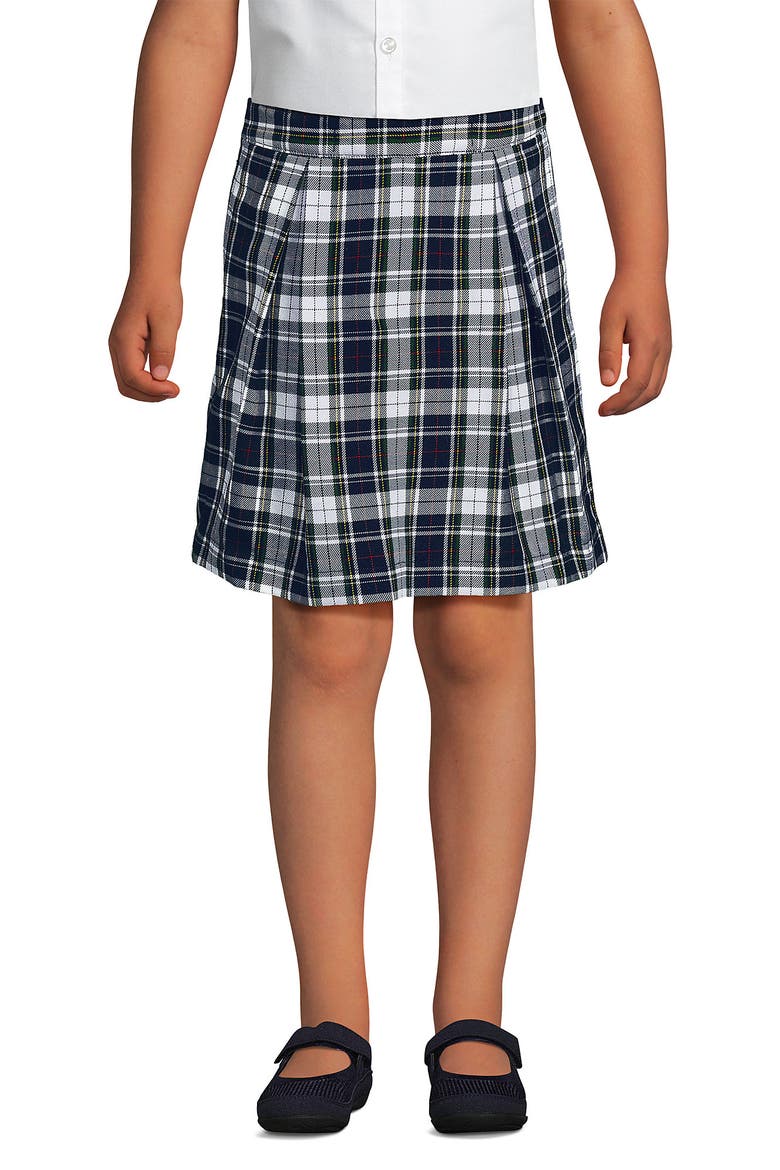School Uniform Girls Plaid Skort Top of Knee, Main, color, Classic Navy Multi Plaid