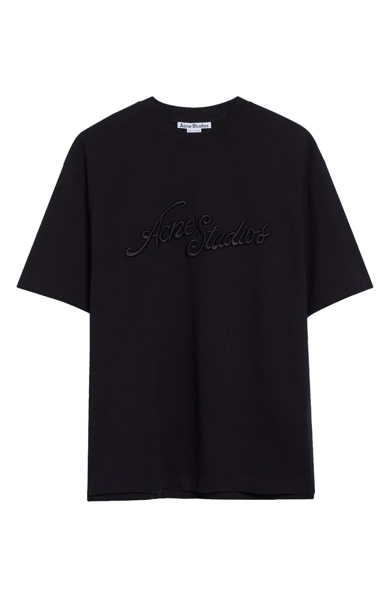 Acne Studios Tourist Logo Embroidered Cotton T-Shirt, Alternate, color, Black