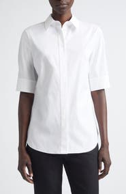 Lafayette 148 New York Elbow Sleeve Button-Up Shirt