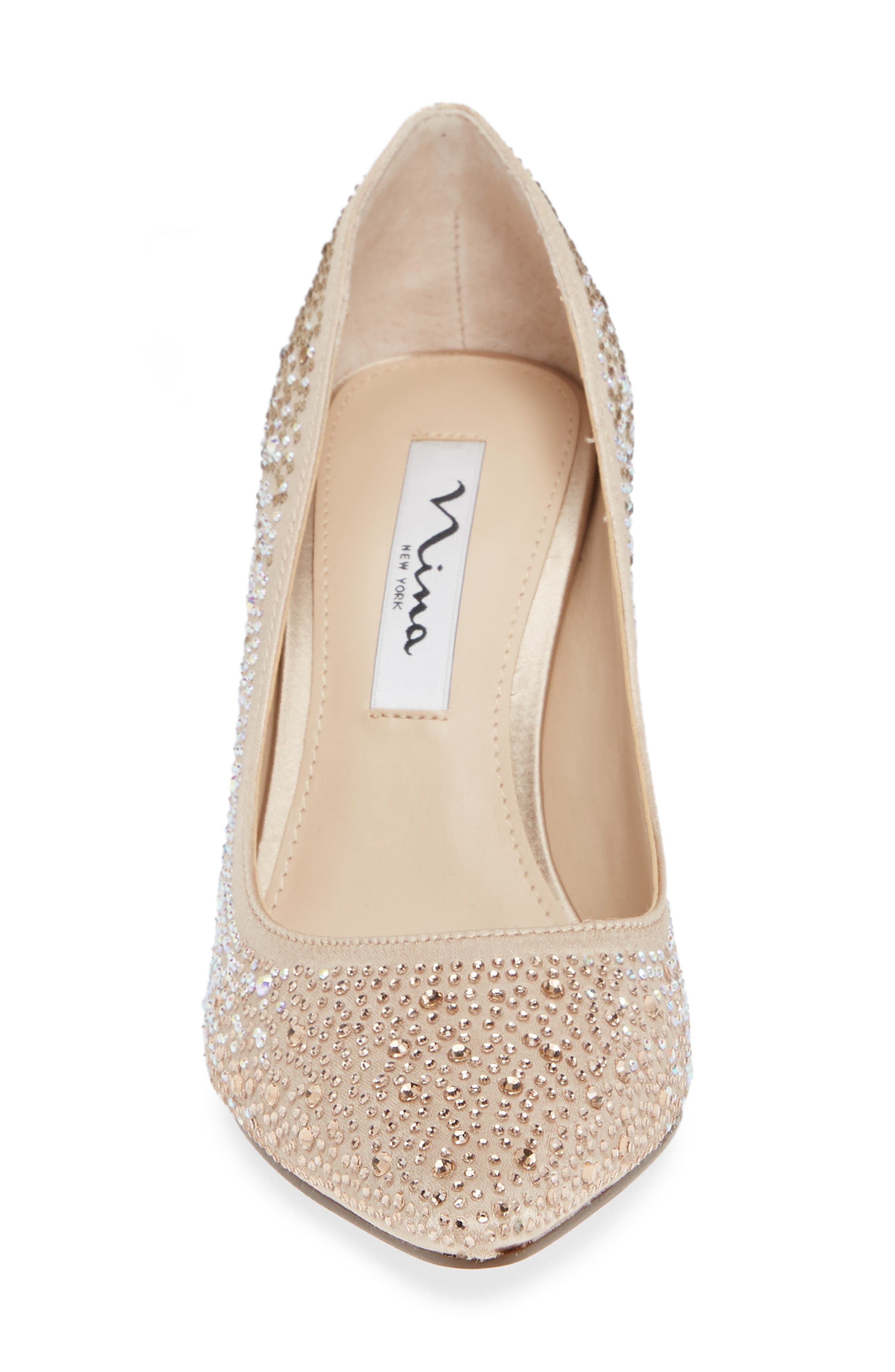 Nickie 2 Crystal Studded Pointy Toe Pump, Alternate, color, TAUPE SATIN