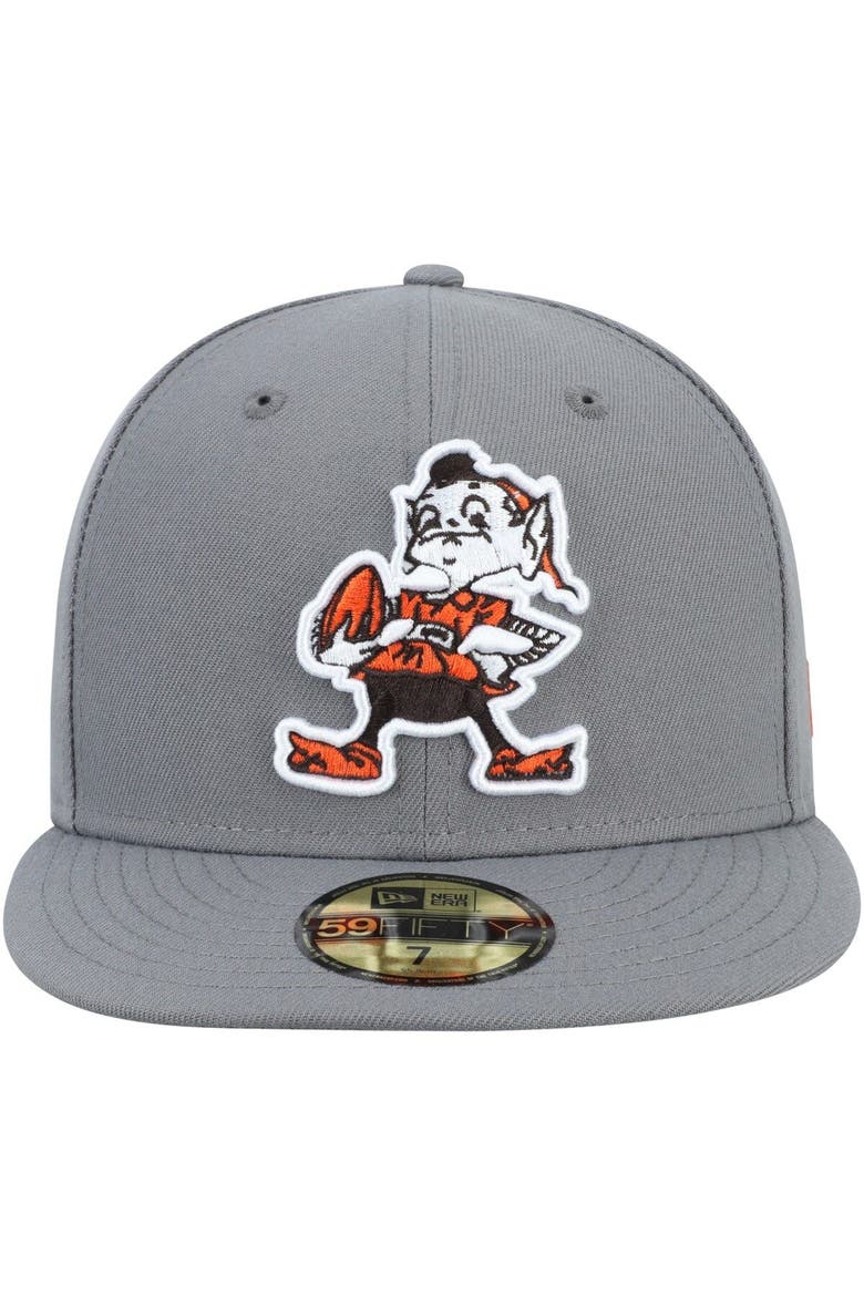 Men's New Era Graphite Cleveland Browns Throwback Logo Storm 59FIFTY Fitted Hat, Alternate, color, Graphite