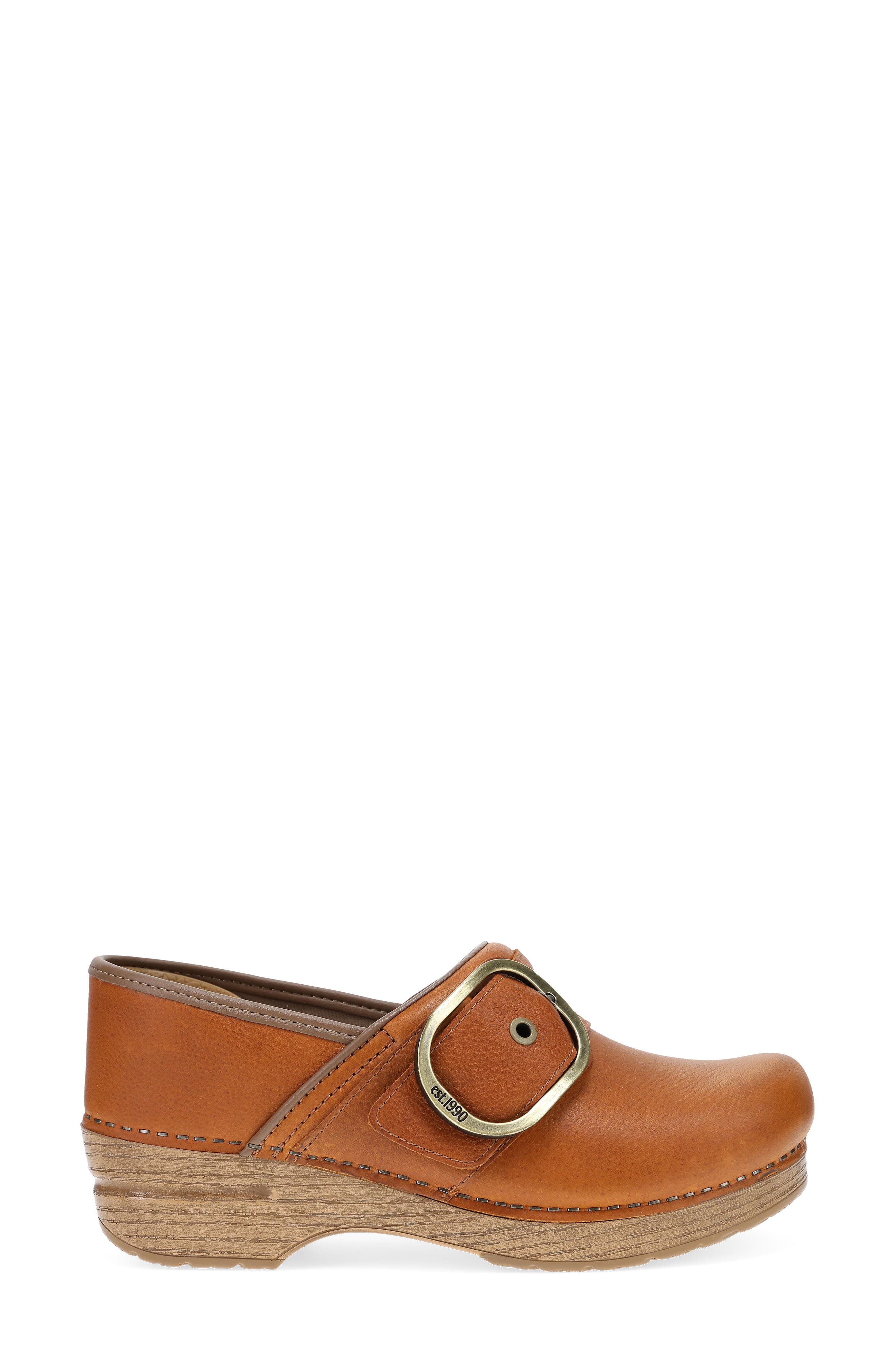 Pearson Buckle Strap Clog, Alternate, color, TAN TUMBLED