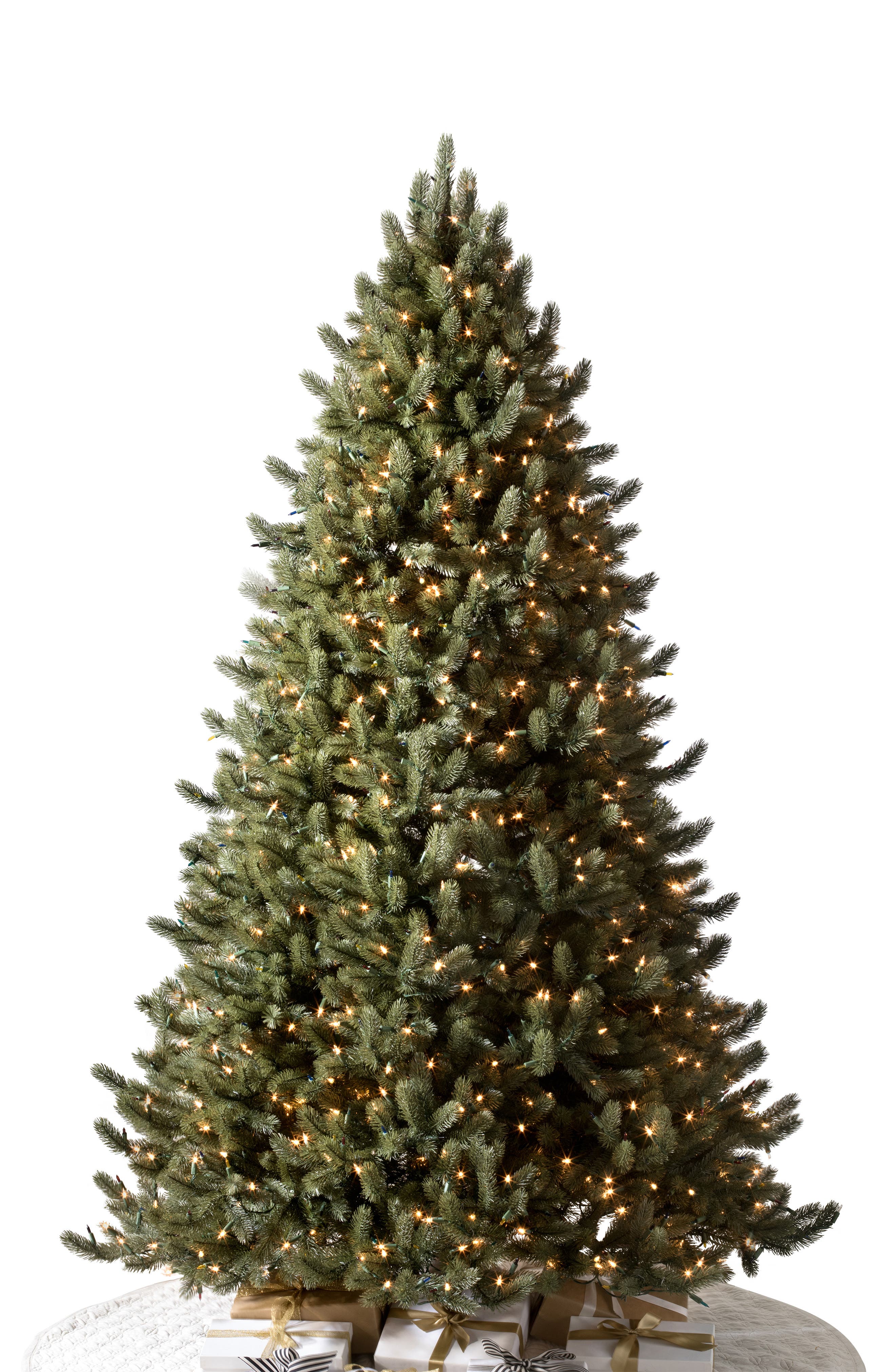 Rustic Spurce Tree Balsam Hill 7.5-Foot Artificial LED Light Vermont White Spruce Flip ...
