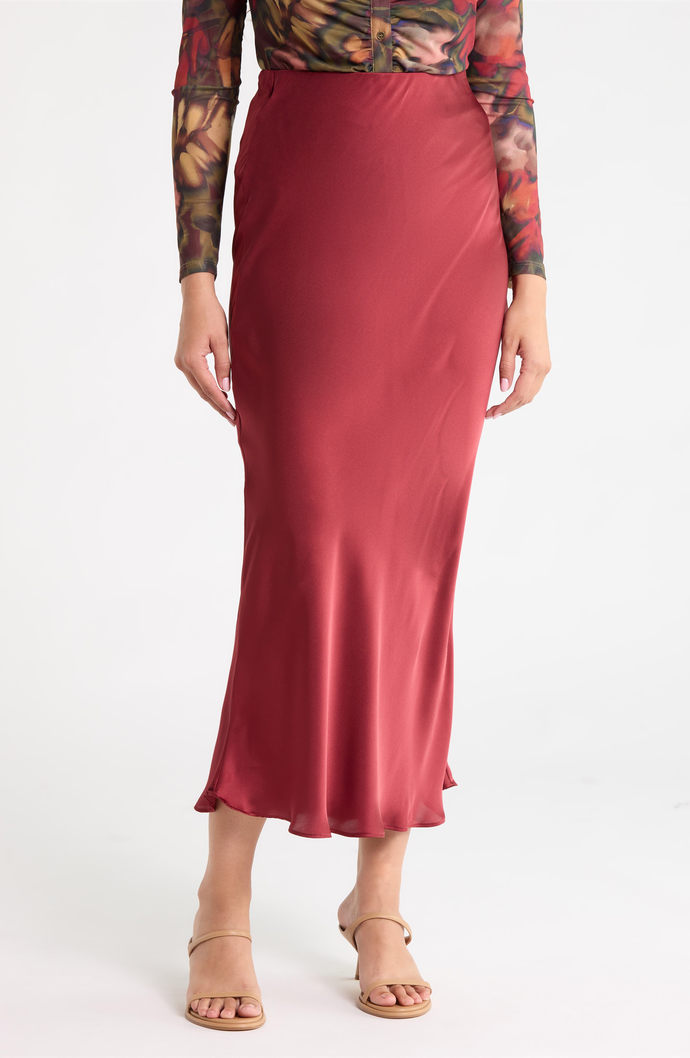 Bias Cut Satin Skirt