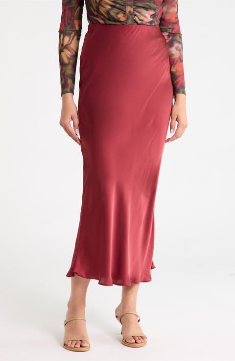Bias Cut Satin Skirt