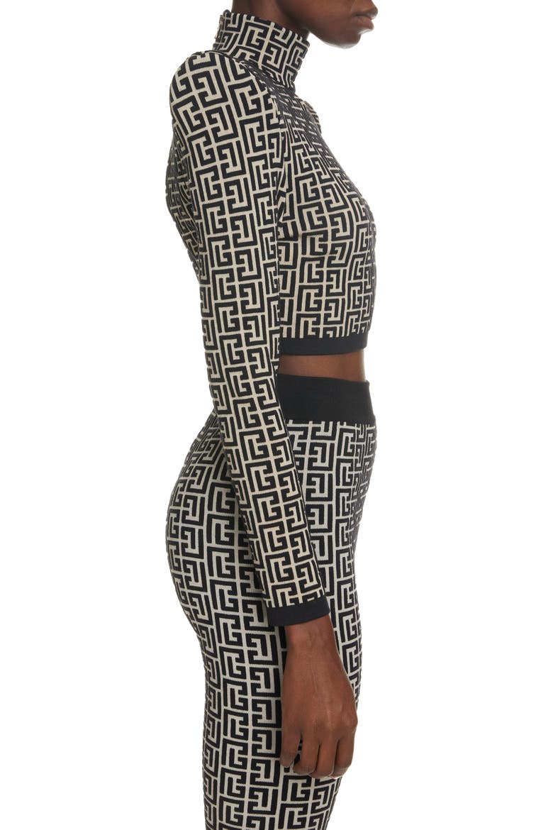 Monogram Jacquard Crop Top, Alternate, color, IVOIRE / NOIR