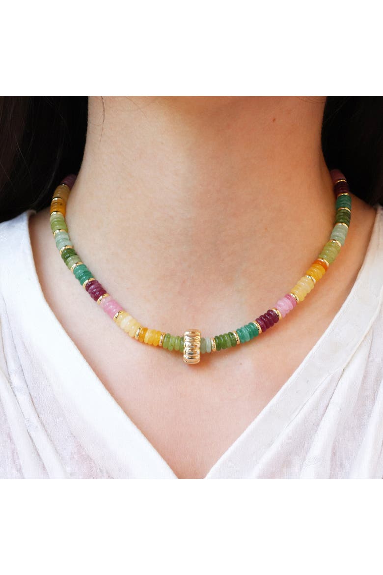 Rainbow Bead Rondel Necklace, Alternate, color, Rainbow
