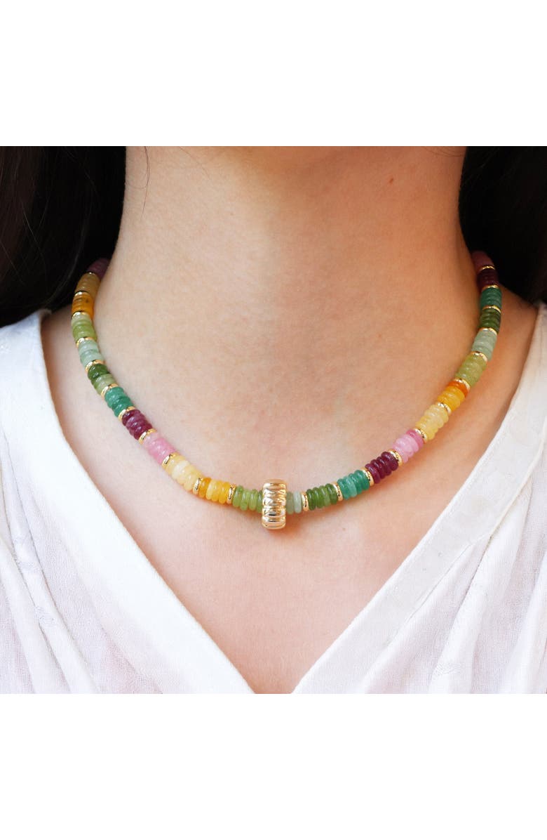 The Lovery Fine Jewelry Rainbow Bead Rondel Necklace, Alternate, color, Rainbow