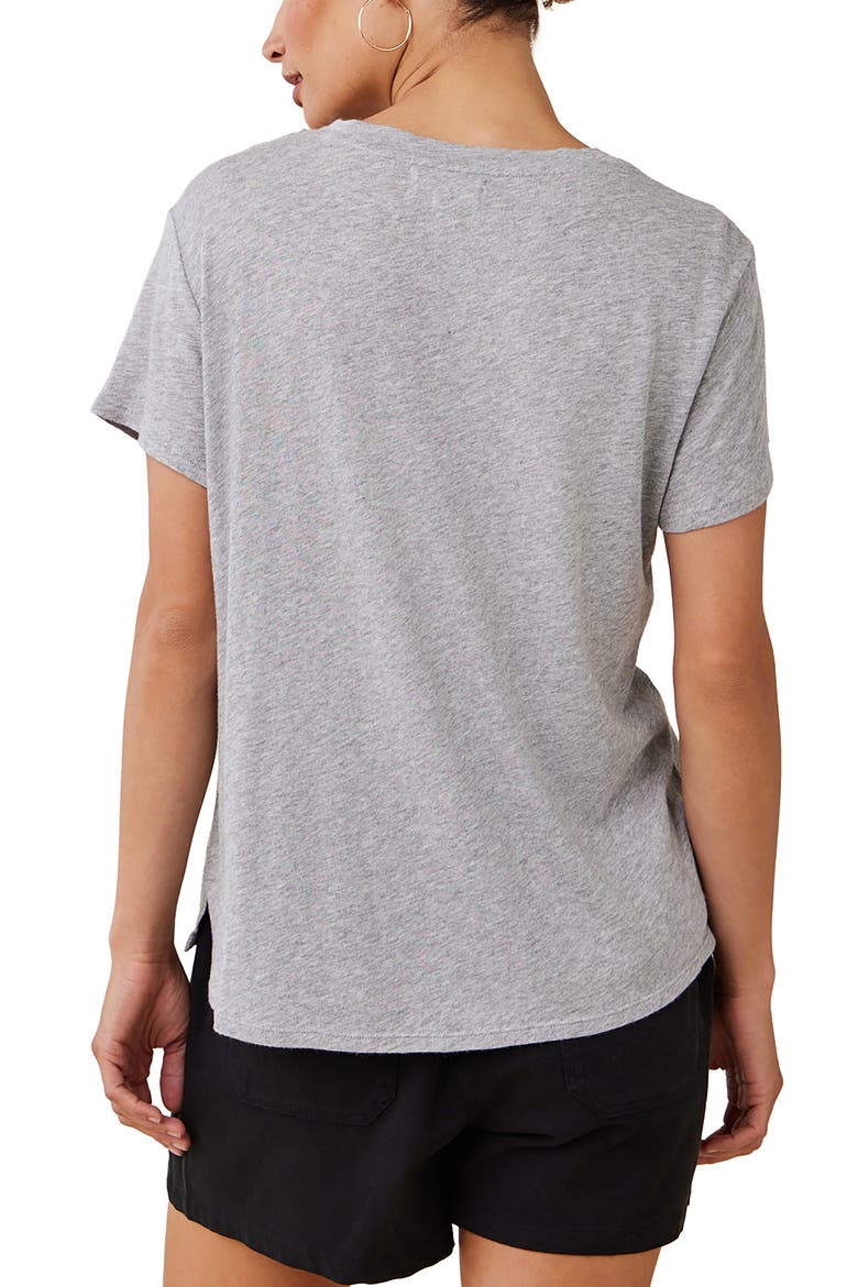 Side Slit V-Neck T-Shirt, Alternate, color, HEATHER ASH